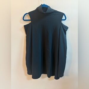 Boston Proper Black Cold Shoulder Peek A Boo Shoulder Long Sleeve Shirt Top